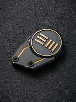 We Knife Company 20021-1 Ostap Hel Quark Pendant Fixed Neck Knife 0.32" M390 Two-Tone Tanto Blade, Black and Gold Titanium Handles, Magnetic Titanium Sheath - Image 3