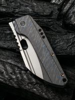 WeKnife Company 19072-3 Seth and Teryl Todd Roxi 3 Front Flipper Knife 3.14" S35VN Stonewashed Blade, Tiger Stripe Flamed Titanium Handles - Image 4