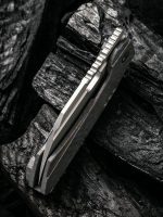 WeKnife Company 19072-3 Seth and Teryl Todd Roxi 3 Front Flipper Knife 3.14" S35VN Stonewashed Blade, Tiger Stripe Flamed Titanium Handles - Image 6