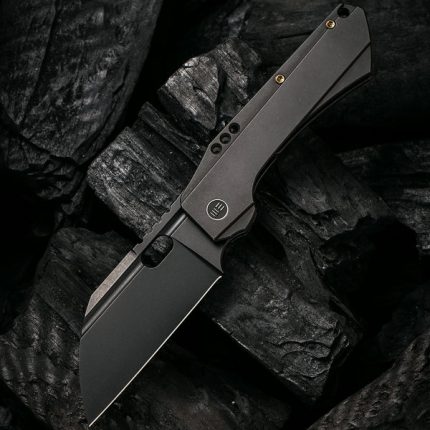 WeKnife Company 19072-2 Seth and Teryl Todd Roxi 3 Front Flipper Knife 3.14" S35VN Black Stonewashed Blade, Black Stonewashed Titanium Handles