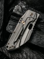 WeKnife Company 19072-1 Seth and Teryl Todd Roxi 3 Front Flipper Knife 3.14" S35VN Stonewashed Blade, Grey Titanium Handles - Image 7