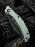 WE Knife Co. Snick Frame Lock Knife Black Ti/Natural Jade G-10 (3.5" Black SW) - Image 4
