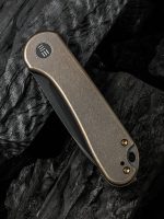We Knife Company Elementum Flipper Knife 2.96" CPM-20CV Black Stonewashed Drop Point Blade, Bronze Titanium Handles - WE18062X-4 - Image 4