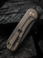 We Knife Company Elementum Flipper Knife 2.96" CPM-20CV Black Stonewashed Drop Point Blade, Bronze Titanium Handles - WE18062X-4 - Image 5