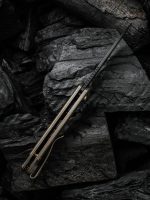 We Knife Company Elementum Flipper Knife 2.96" CPM-20CV Black Stonewashed Drop Point Blade, Bronze Titanium Handles - WE18062X-4 - Image 7