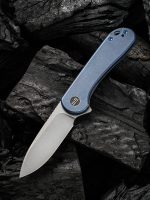 We Knife Company Elementum Flipper Knife 2.96" CPM-20CV Stonewashed Drop Point Blade, Blue Titanium Handles - WE18062X-2