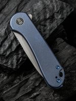 We Knife Company Elementum Flipper Knife 2.96" CPM-20CV Stonewashed Drop Point Blade, Blue Titanium Handles - WE18062X-2 - Image 5