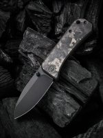 We Knife Company Ben Petersen Banter Folding Knife 2.9" S35VN Black Stonewashed Spear Point Blade, Marble Carbon Fibre Handles - 2004H