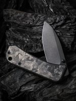 We Knife Company Ben Petersen Banter Folding Knife 2.9" S35VN Black Stonewashed Spear Point Blade, Marble Carbon Fibre Handles - 2004H - Image 3
