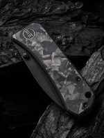 We Knife Company Ben Petersen Banter Folding Knife 2.9" S35VN Black Stonewashed Spear Point Blade, Marble Carbon Fibre Handles - 2004H - Image 4
