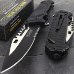 TAC FORCE ASSIST FOLDING KNIFE, TWO-TONE HALF-SERRATED BLADE, SURVIVAL FOLDER - TF-916BK - Image 4