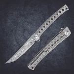 DEFCON JK Series 9″ 10Cr15CoMov Damascus - Titanium Handle - Katana Series - TF4406