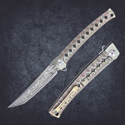 DEFCON JK Series 9″ 10Cr15CoMov Damascus - Titanium Handle - Katana Series - TF4406 -1