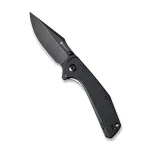 SENCUT Actium Flipper Knife Black G10 Handle (3.46’’ Black Stonewashed D2) SA02C