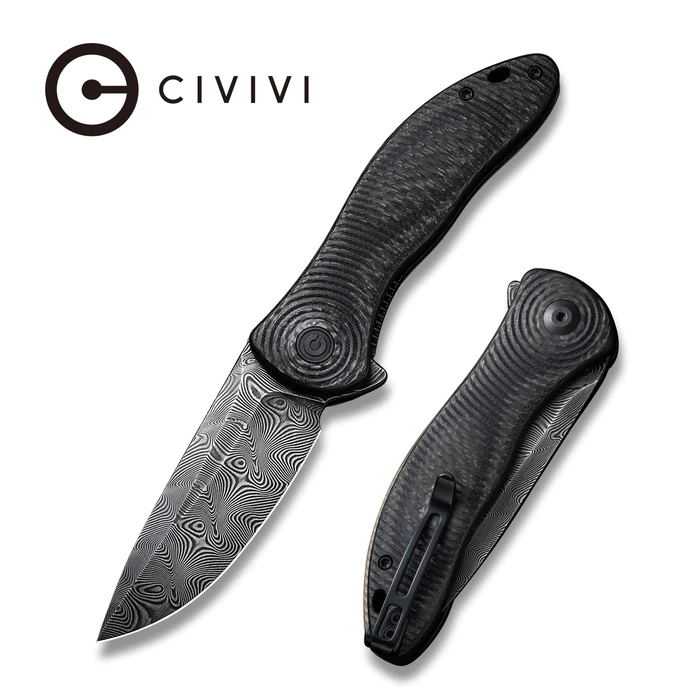 3_4b3d000a-5e9b-4046-abbb-6d2734385ae9_700x CIVIVI Synergy3 Flipper Knife G10 With Carbon Fiber Handle (3.24" Damascus Blade) C20075D-DS1 - Image 1