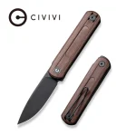 CIVIVI Foldis Front Flipper Knife Brown Linen Micarta Handle (2.67" Black Stonewashed Nitro-V Blade) C21044-2 - UK FRIENDLY CARRY KNIFE -