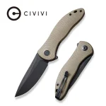 CIVIVI Synergy3 Flipper Knife Tan G10 Handle (3.24" Black Stonewashed Nitro-V Blade) C20075D-2