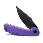 SENCUT Actium Flipper Knife Purple G10 Handle (3.46’’ Black Stonewashed D2) SA02D - Image 5