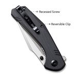 SENCUT Actium Flipper Knife Black G10 Handle (3.46’’ Satin D2) SA02B - Image 2