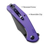 SENCUT Actium Flipper Knife Purple G10 Handle (3.46’’ Black Stonewashed D2) SA02D - Image 6