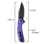 SENCUT Actium Flipper Knife Purple G10 Handle (3.46’’ Black Stonewashed D2) SA02D - Image 2