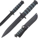 Snake Eye Tactical 12-Inches Heavy-Duty Fixed Blade Dagger-Hunting-Outdoor Survival-Knife BLACKOUT VERSION - SE-8108-10