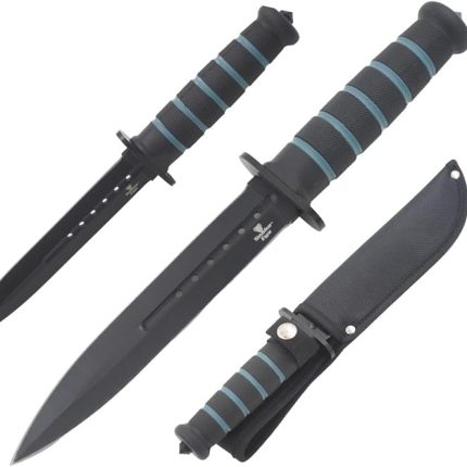 Snake Eye Tactical 12-Inches Heavy-Duty Fixed Blade Dagger-Hunting-Outdoor Survival-Knife BLACKOUT VERSION - SE-8108-10