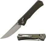 S-TEC Axel Lock EDC Folding Pocket Knife with Carbon Fiber Gold Weave Inlay Handle & D2 Steel Blade - Series 2 (TS024)