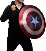 1:1 Captain America Aluminum Shield w/ Black Wood Display Stand Cosplay - 704 - Image 4