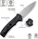 CIVIVI Folding Pocket Knife, Button Lock Flipper Cogent Knife 14C28N Blade Black Micarta Handle for Outdoor EDC Camping C20038D-7 - Image 10