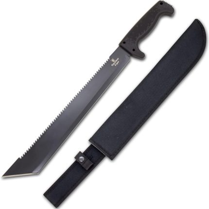 Snake Eye ' Monster' Machete ' W/ Heavy Duty Construction, Ergonomic Non-Slip Handle and Belt Sheath for Gardening, Bush-craft-Hunting and Outdoors - YML12-BK