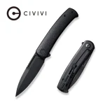 CIVIVI Cetos Flipper Knife Black Micarta Coarse With Black Steel Lock Side Handle (3.48" Black Stonewashed 14C28N) C21025B-2