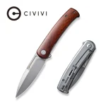 CIVIVI Cetos Flipper Knife Cuibourtia Wood With Gray Steel Lock Side Handle (3.48" Silver Bead Blasted 14C28N) C21025B-4