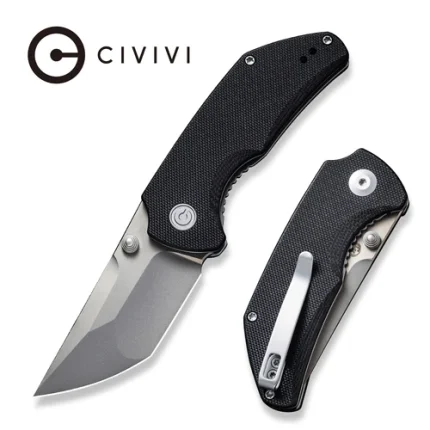 CIVIVI Thug 2 Thumb Stud Knife Black G10 Handle (2.69" Silver Bead Blasted Nitro-V) C20028C-2