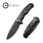 CIVIVI Praxis Shredded Carbon Fiber And Copper Shred In Clear Resin Handle (3.75" Black Stonewashed 9Cr18MoV Blade) C803I