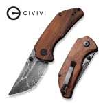 CIVIVI Thug 2 Thumb Stud Knife Cuibourtia Wood Handle (2.69" Black Hand Rubbed Damascus) C20028C-DS1