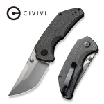CIVIVI Thug 2 Thumb Stud Knife Dark Green Micarta Handle (2.69" Silver Bead Blasted Nitro-V) C20028C-3