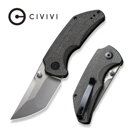 CIVIVI Thug 2 Thumb Stud Knife Dark Green Micarta Handle (2.69" Silver Bead Blasted Nitro-V) C20028C-3