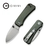 CIVIVI Baby Banter Thumb Stud Knife Green Micarta Handle (2.34" Gray Stonewashed Nitro-V) C19068SB-1