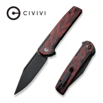 CIVIVI Cachet Flipper Knife Black Steel Handle With Red & Black G10 Inlay (3.48" Black Stonewashed 14C28N) C20041C-1
