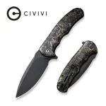 CIVIVI Praxis Shredded Carbon Fiber And Golden Shred In Clear Resin Handle (3.75" Black Stonewashed 9Cr18MoV Blade) C803J