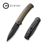 CIVIVI Cetos Flipper Knife Green Micarta Coarse With Black Steel Lock Side Handle (3.48" Black Stonewashed 14C28N) C21025B-3