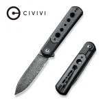 CIVIVI Banneret Black Steel Handle With Black G10 / Twill Carbon Fiber Inlay (3.48" Black Hand Rubbed Damascus) C20040D-DS1