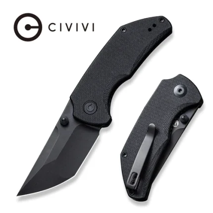 CIVIVI Thug 2 Thumb Stud Knife Black G10 Handle (2.69" Black Stonewashed Nitro-V) C20028C-1