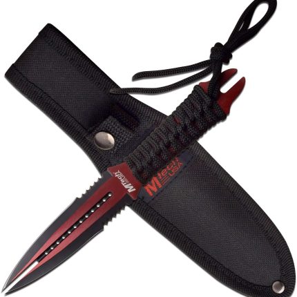 MTech USA Fixed Blade Knife, Double-Edged Blade, Red Handle, 8.5" Overall - MT-20-75RD