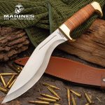 USMC Stacked Leather Handle Kukri Knife - UC3329 - Image 2