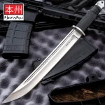 HONSHU TANTO KNIFE AND LEATHER SHEATH - STAINLESS STEEL BLADE, TPR HANDLE, STAINLESS STEEL GUARD AND POMMEL - UC2629