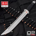 HONSHU D2 TANTO KNIFE WITH SHEATH - D2 TOOL STEEL BLADE, OVERMOLDED GRIP, STAINLESS STEEL GUARD - LENGTH 16 3/4” - UC2629D2