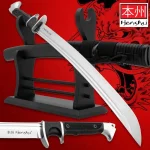 HONSHU SUB-HILT WAKIZASHI AND SHEATH - 1060 HIGH CARBON STEEL BLADE, BLACK TPR HANDLE, CARBON STEEL GUARD - LENGTH 28 7/8” - UC3474
