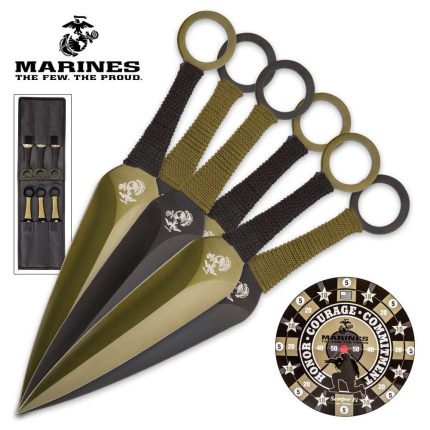 USMC Throwing Knife Set With Paper Target- UC3164
